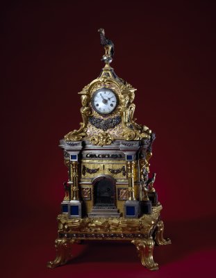 图片[1]-Copper gilded stone flower auspicious bird clock-China Archive